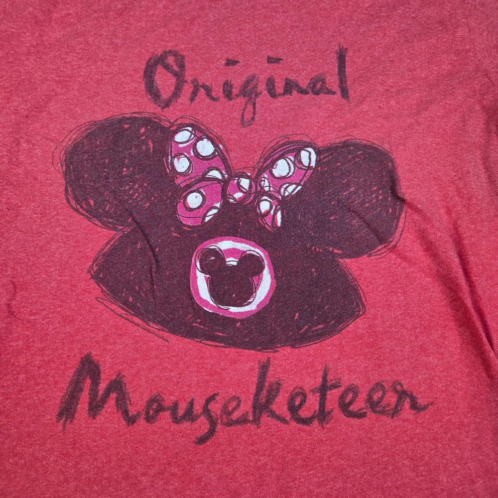 Disney Store Graphic T Shirt Womens XL Original Mouseketeer Sketch Heather Red
